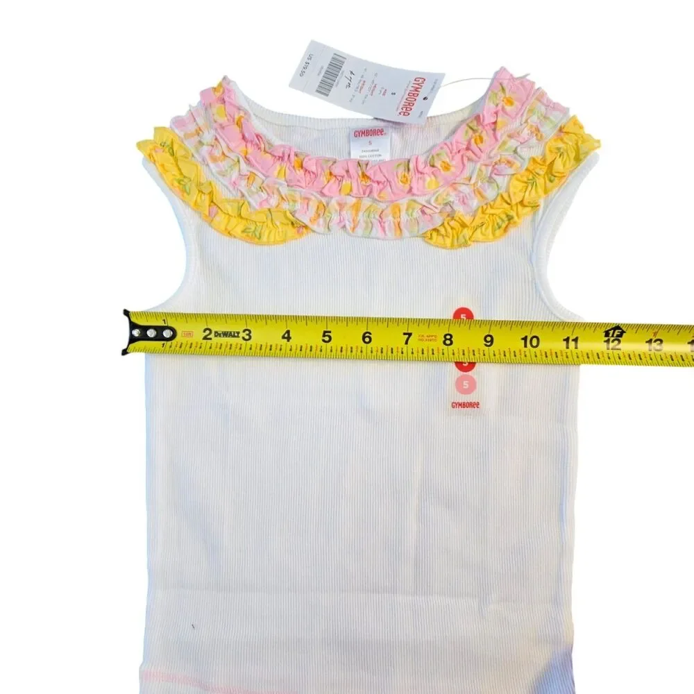Vintage Gymboree Sunflower Fields Summer Outfit Size 5 Pink Skirt White Tank New